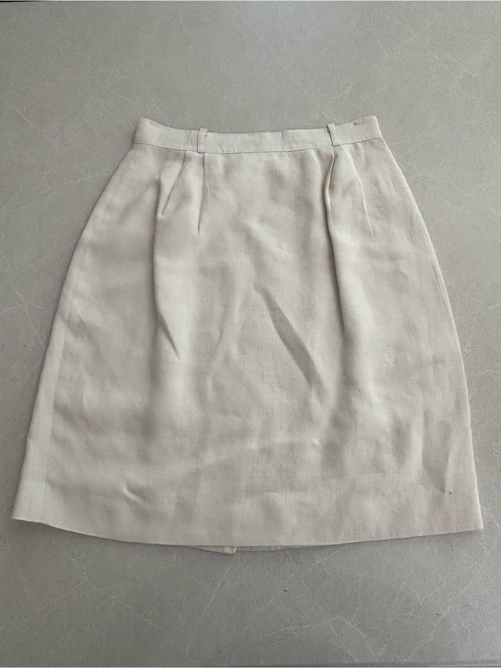 Vintage Braemar Petites Linen Pleated Skirt Oatmeal Beige Minimalist Size
